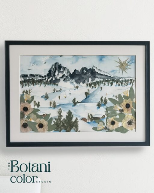 Brautstrauß-Kunstwerk für K & S - ein  Landschaftsbild vom Ort ihrer schneereichen Hochzeitsreise ♥♥♥ Ein perfektes Motiv für die winterlichen Blumen ihres  wunderschönen Dezember-Brautstraußes. 
So bleibt dem Brautpaar nicht nur der Brautstrauß für immer erhalten, auch ihre Hochzeitsreise wurde auf einzigartige Weise in ein kunstvolles Erinnerungsstück verwandelt. Danke für euer Vertrauen! ♥
Foto Brautstrauß: @muellerundmuellerin 
Brautstrauß: @gaertnerei_szing 
➡ Du heiratest 2026? Buche jetzt dein Brautstrauß-Kunstwerk - Link in Bio bzw. auf www.botanicolor.at
#brautstraußidee #hochzeitsplanung #hochzeit #brautstraußkonservierung #brautstraußfürdieewigkeit #hochzeit2026